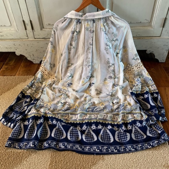 Boho Long Sleeve Floral Print Tunic Dress - Picture 6 of 7